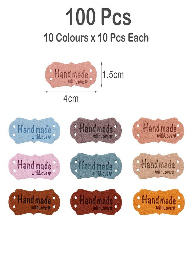 STORE 2508 Store2508 100 Pcs Handmade with Love Tags - Assorted Colours, Faux Leather Labels with Holes for Sewing, Knitting, Crochet, DIY Crafts, Clothes, Bags, Hats, Handmade Accessories - Image 2
